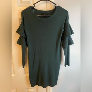 Dark Green Sweater Mini Dress
